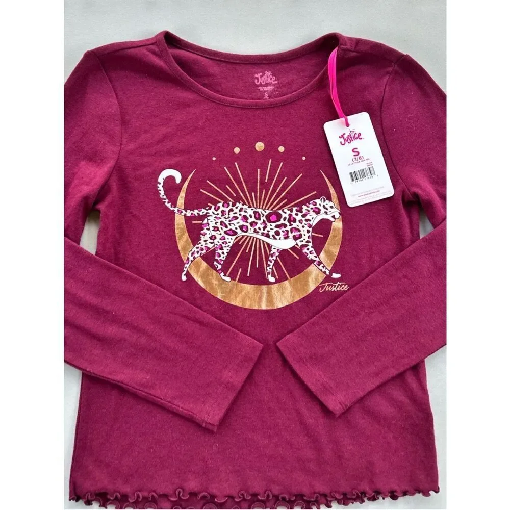🎉5 for $45🎉 NWT Justice top shirt  long sleeve gurls size S 7-8